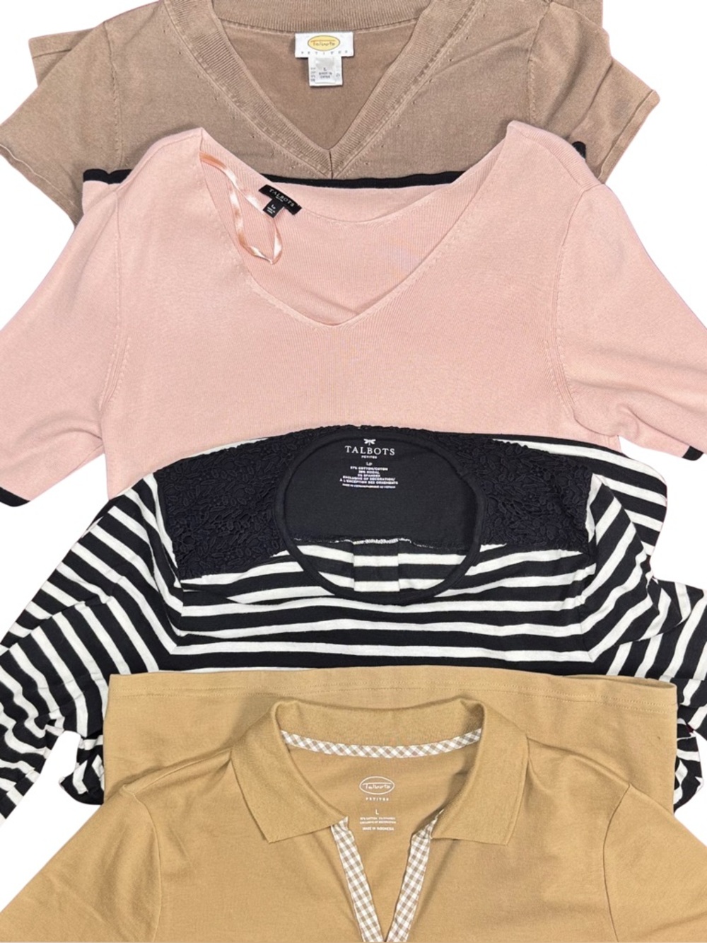 Women’s LOT of 4 Talbot’s tops shirt blouse Large Petite Lp EUC cotton silk pink